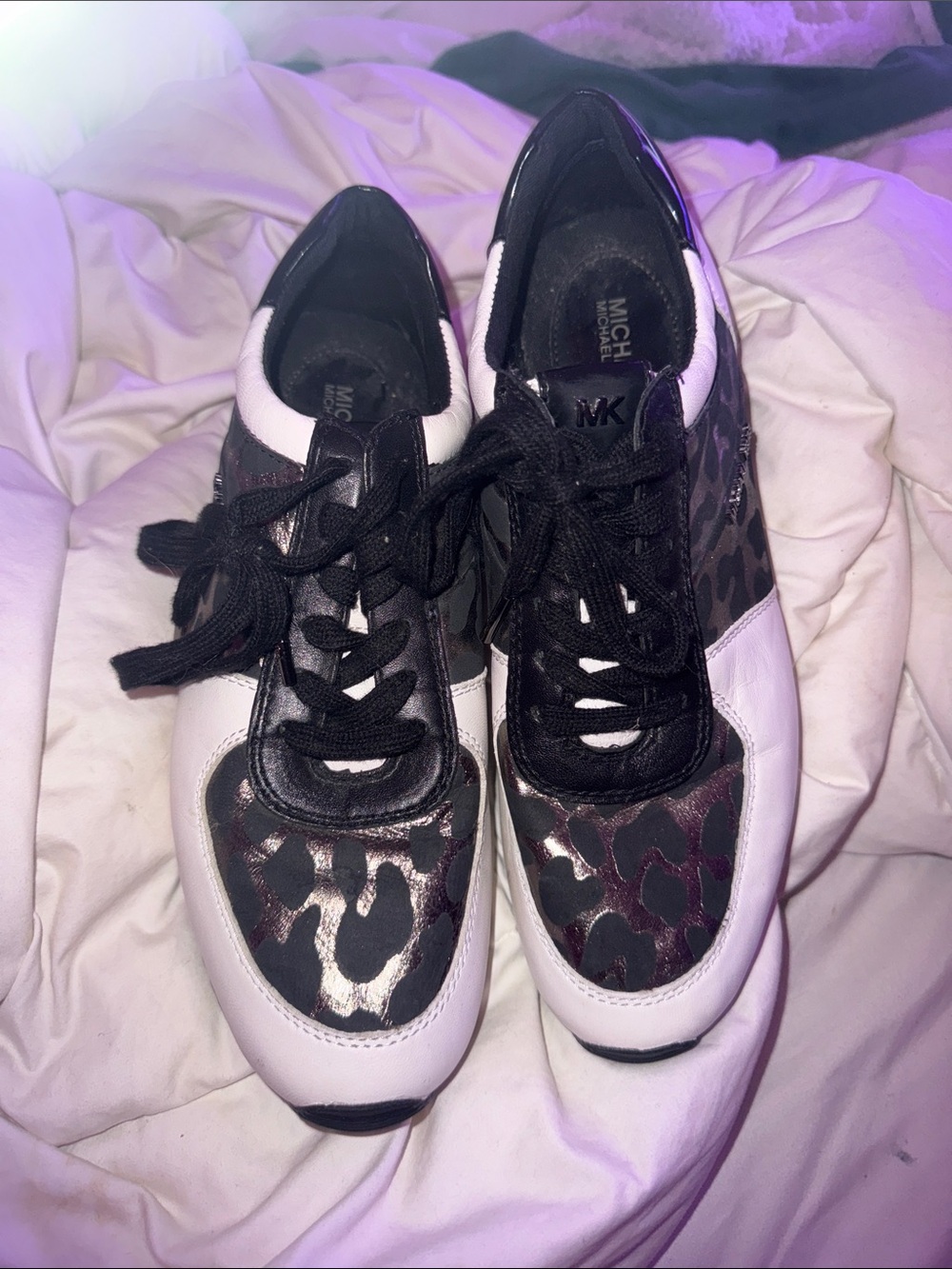 Michael Kors Black White Leopard-Print Women's Sneakers